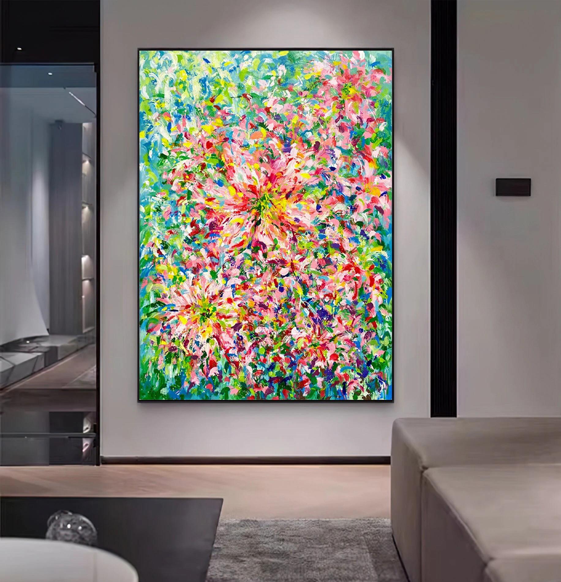 Textura de decoración de pared de flores baho florales abstractas Pintura al óleo
